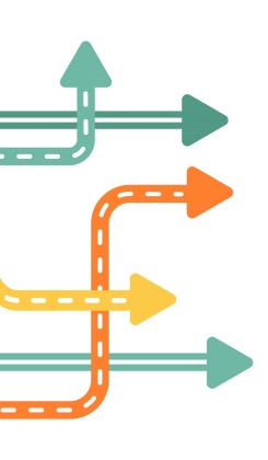  Interconnected coloured pathways forming abstract network diagram