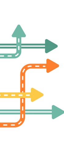 Interconnected coloured pathways forming abstract network diagram