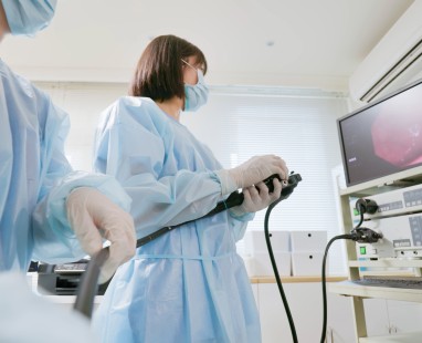 Healthcare worker at medical station