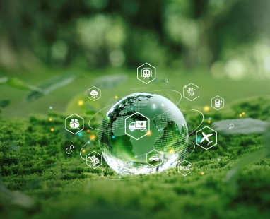 Green leaf with water droplet showing environmental concept