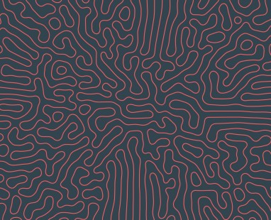 Intricate red contour lines creating organic flow patterns against dark background, resembling neural networks in abstract.