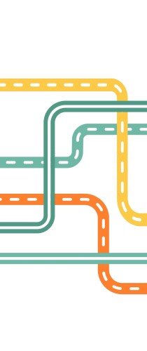  Interconnected coloured pathways forming abstract network diagram